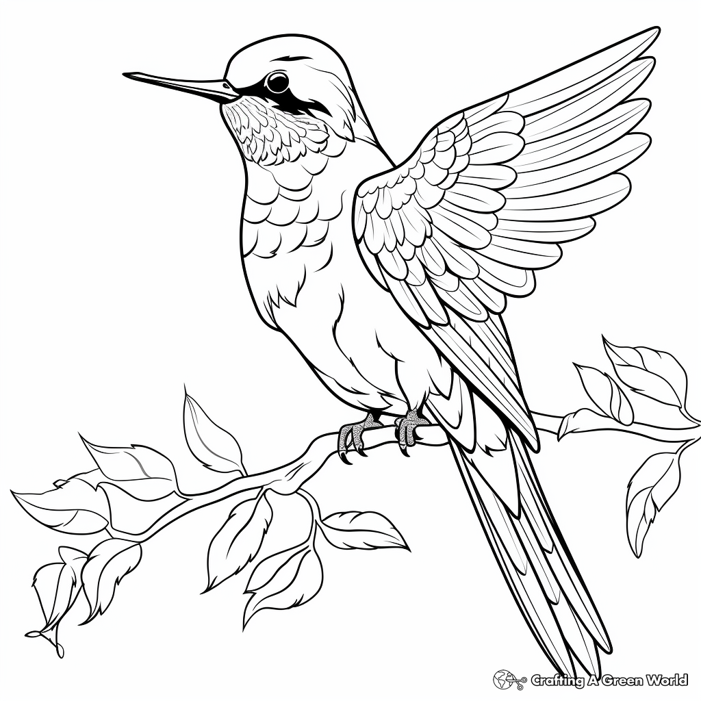 Colorful Costa's Hummingbird Coloring Pages for Adults 3