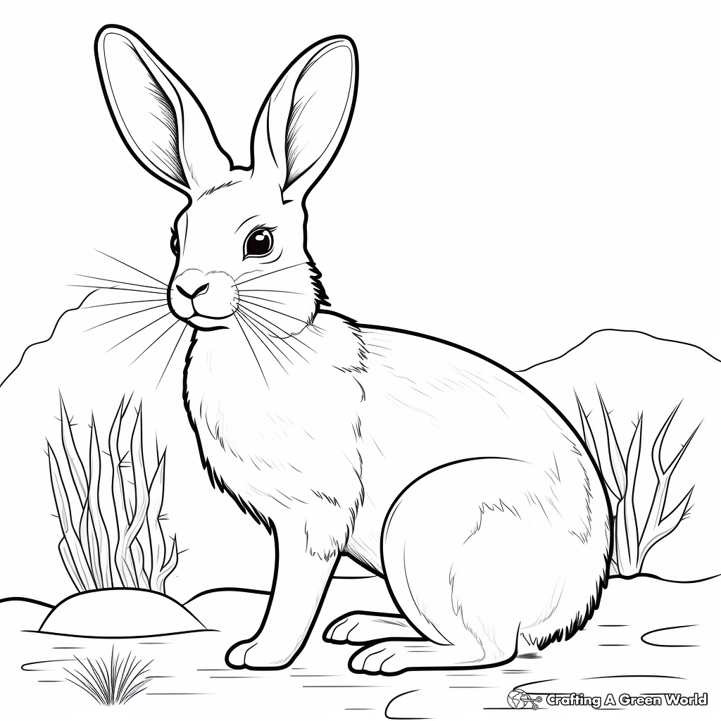 Colorful Desert Cottontail Rabbit Coloring Pages 1
