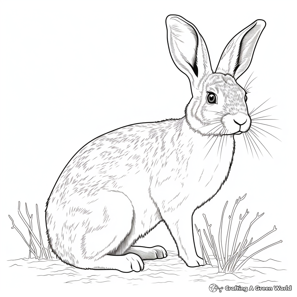 Colorful Desert Cottontail Rabbit Coloring Pages 2