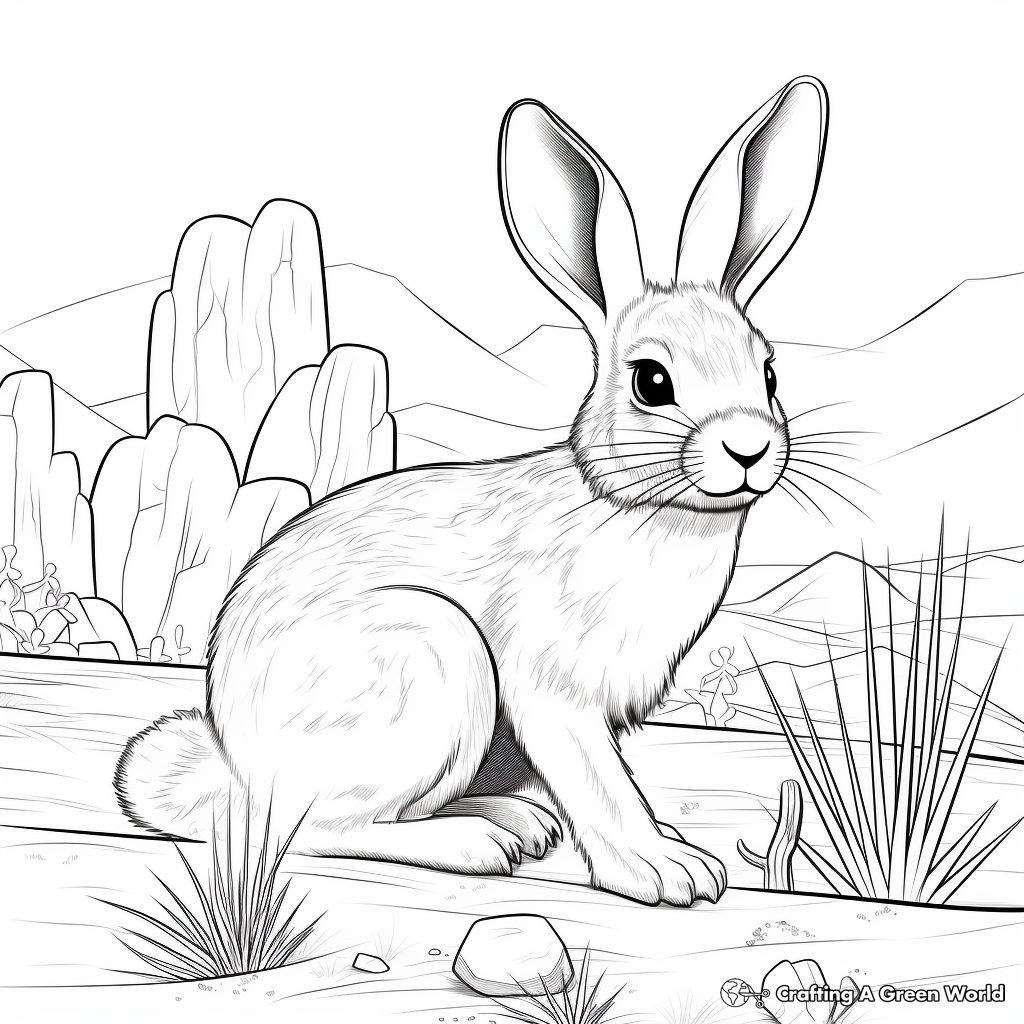 Colorful Desert Cottontail Rabbit Coloring Pages 3