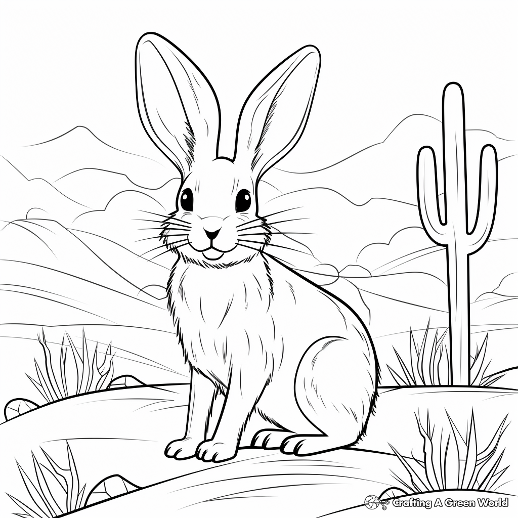 Colorful Desert Cottontail Rabbit Coloring Pages 4