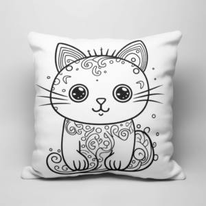 Colorful Dream Pillow Cat Coloring Pages 1