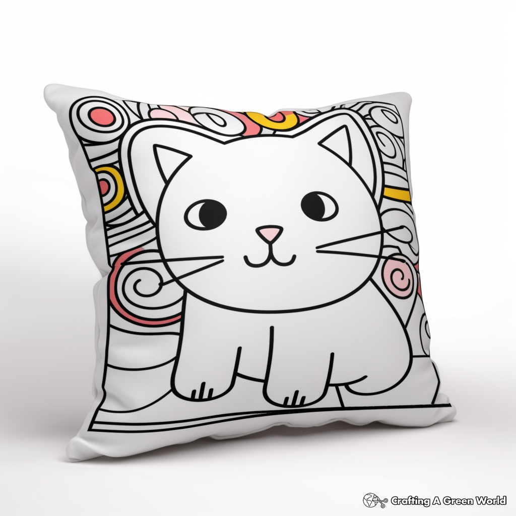 Colorful Dream Pillow Cat Coloring Pages 3