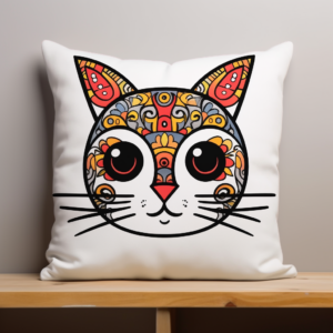 Colorful Dream Pillow Cat Coloring Pages 4