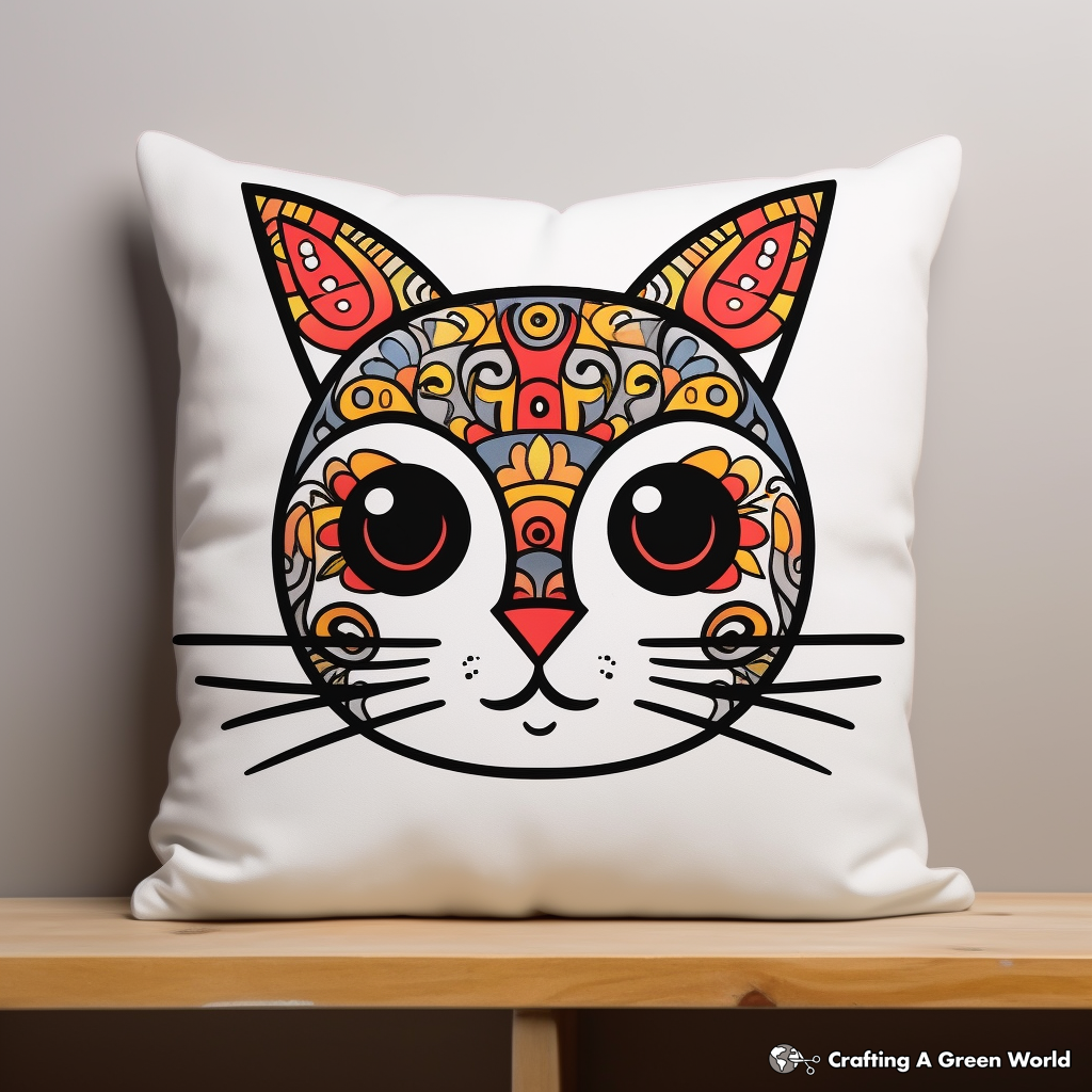 Colorful Dream Pillow Cat Coloring Pages 4