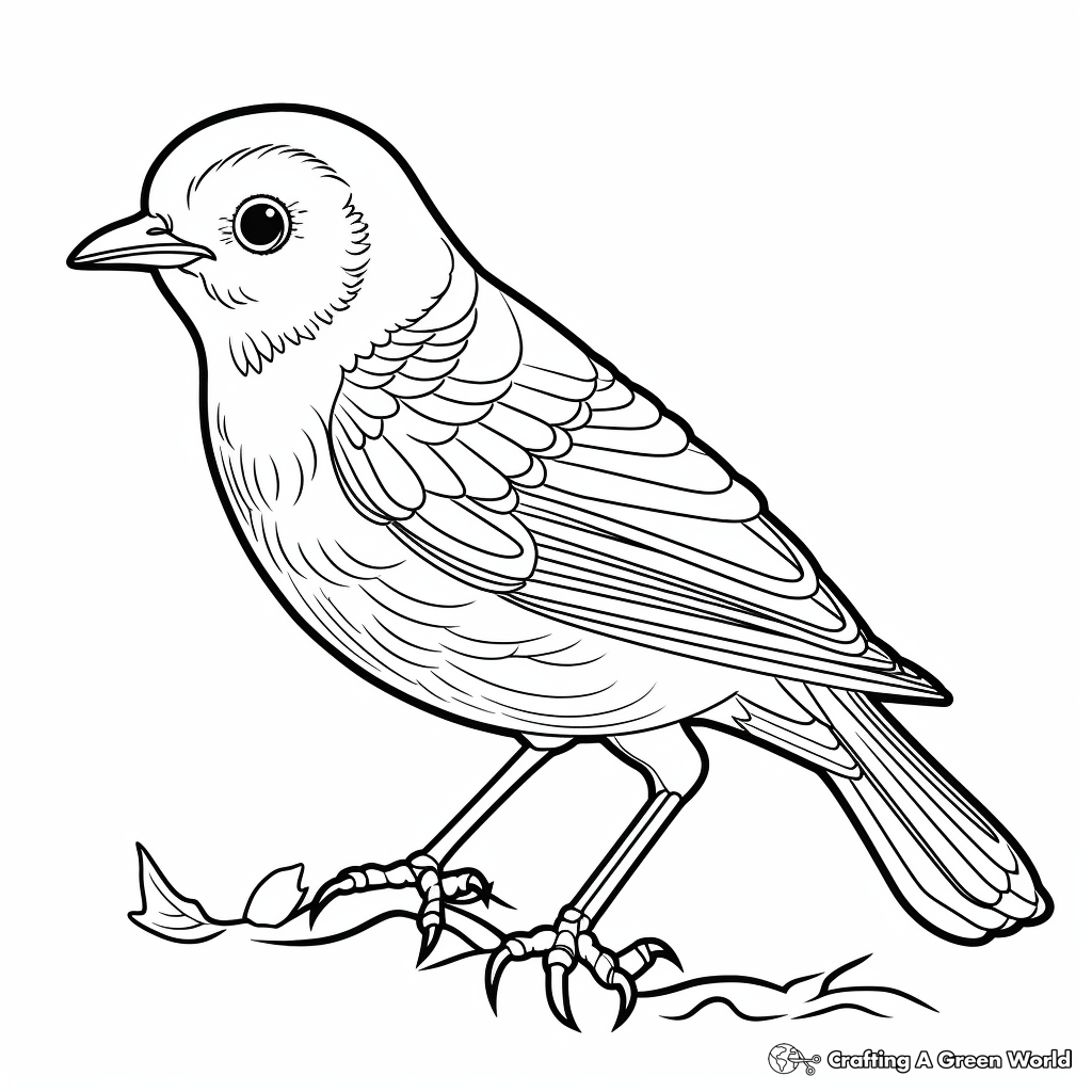 Colorful European Robin Coloring Pages 2