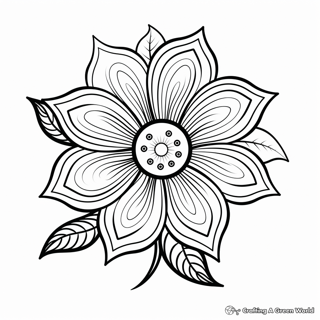 Colorful Flower Coloring Pages for Beginners 4