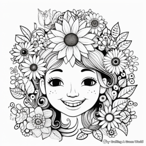 Colorful Flower Crown Coloring Pages 2