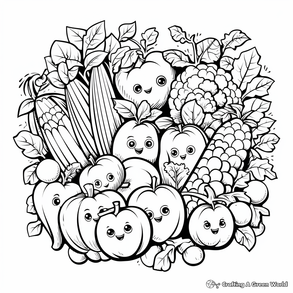 Colorful Fresh Vegetables Coloring Pages 2