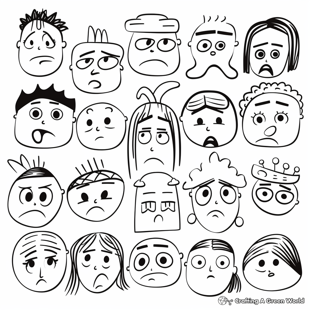 Colorful Funny Faces Coloring Pages 2