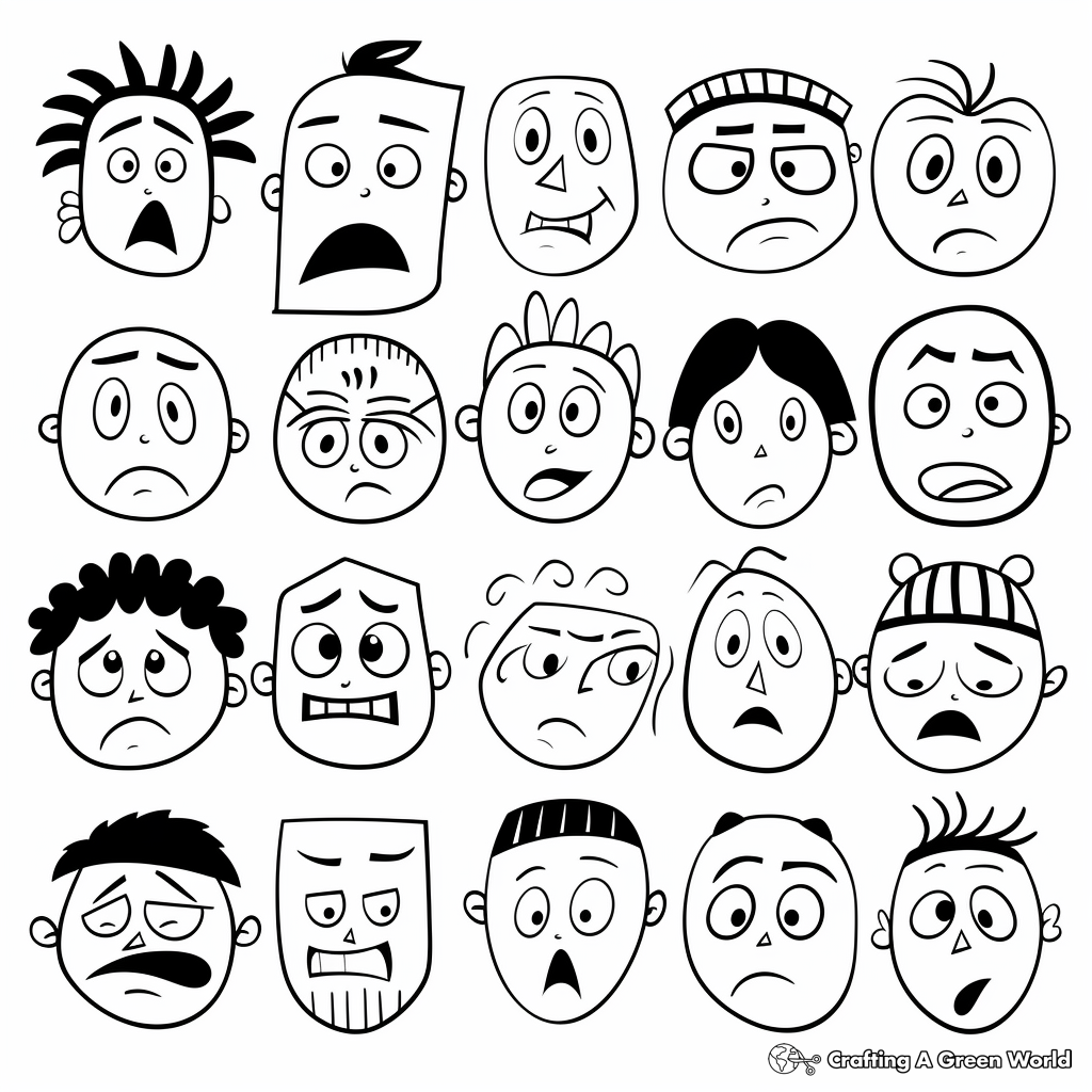 Colorful Funny Faces Coloring Pages 4