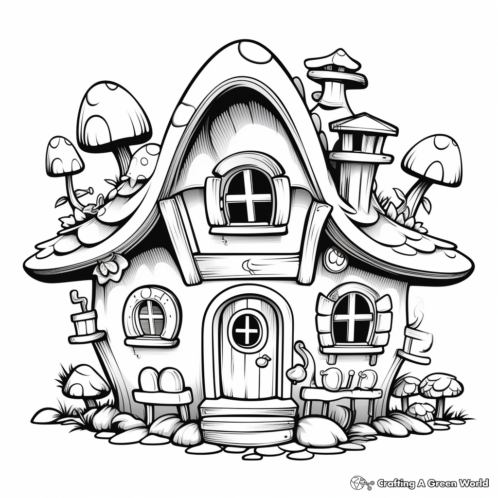 Colorful Gnome House Border Coloring Pages 3