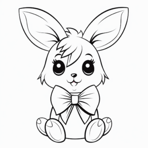 Colorful Kawaii Bunny With Bow Coloring Pages 3
