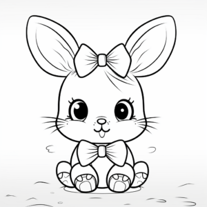 Colorful Kawaii Bunny With Bow Coloring Pages 4