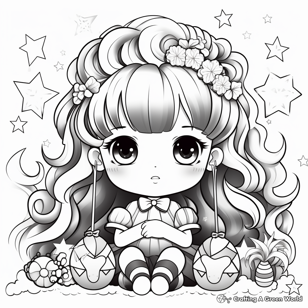 Colorful Kawaii Rainbow Coloring Pages 2