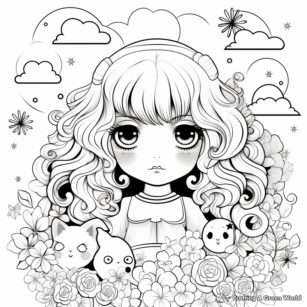 Colorful Kawaii Rainbow Coloring Pages 3
