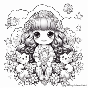 Colorful Kawaii Rainbow Coloring Pages 4
