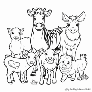 Colorful Kindergarten Farm Animals Coloring Pages 1