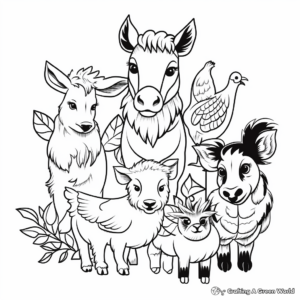 Colorful Kindergarten Farm Animals Coloring Pages 2