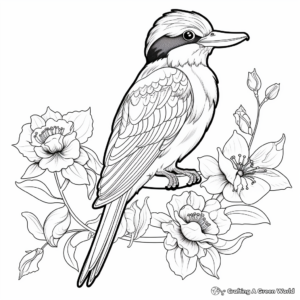 Colorful Kingfisher and Forget-Me-Not Coloring Pages 1