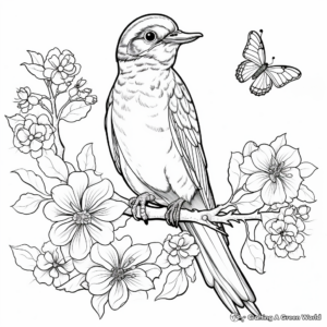 Colorful Kingfisher and Forget-Me-Not Coloring Pages 4