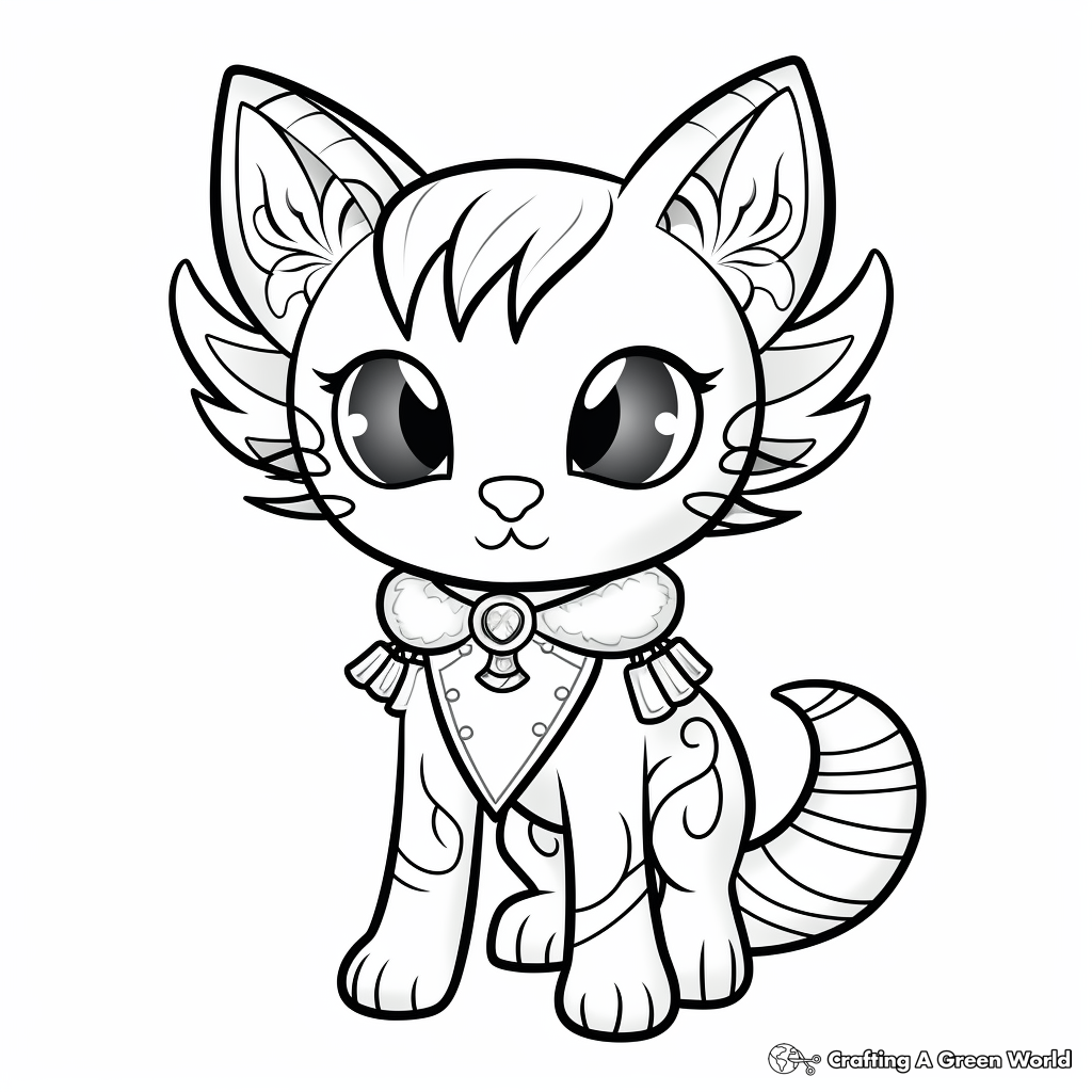 Colorful Kitty Fairy Dress Coloring Pages 1