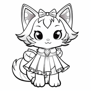 Colorful Kitty Fairy Dress Coloring Pages 2