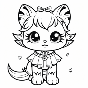 Colorful Kitty Fairy Dress Coloring Pages 3