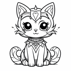 Colorful Kitty Fairy Dress Coloring Pages 4