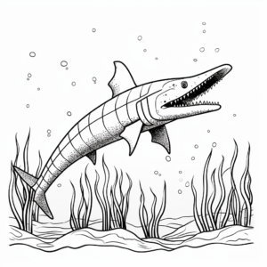 Colorful Kronosaurus Underwater Scene Coloring Pages 2