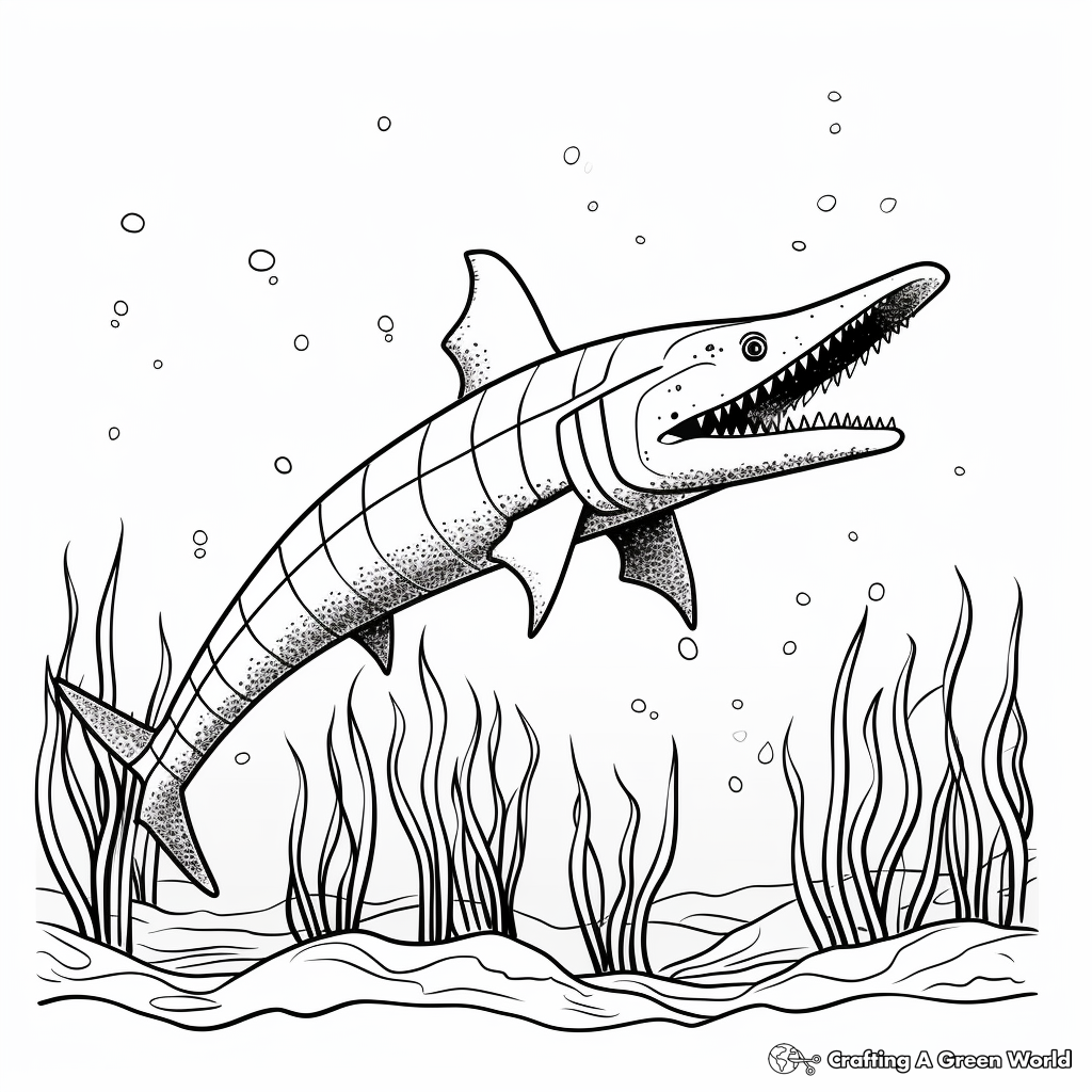 Colorful Kronosaurus Underwater Scene Coloring Pages 2