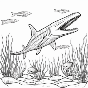Colorful Kronosaurus Underwater Scene Coloring Pages 3