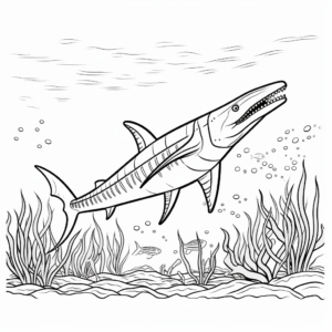 Colorful Kronosaurus Underwater Scene Coloring Pages 4