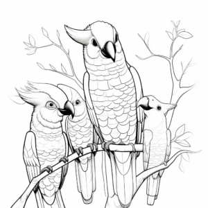 Colorful Macaw Family Coloring Page 4