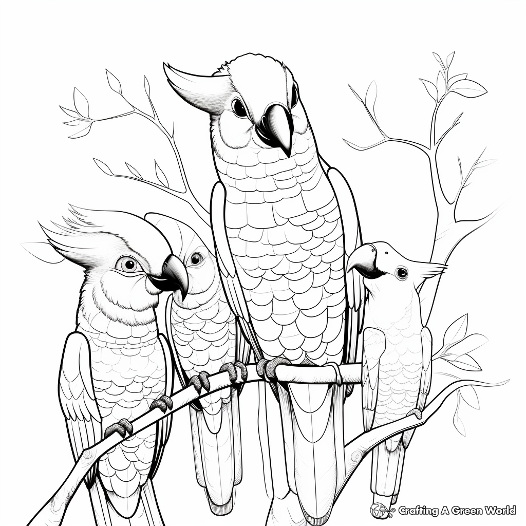 Colorful Macaw Family Coloring Page 4