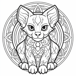 Colorful Mandala style Sphynx Cat Coloring Pages 2