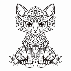 Colorful Mandala style Sphynx Cat Coloring Pages 3