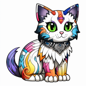 Colorful Minecraft Rainbow Cat Coloring Pages 1