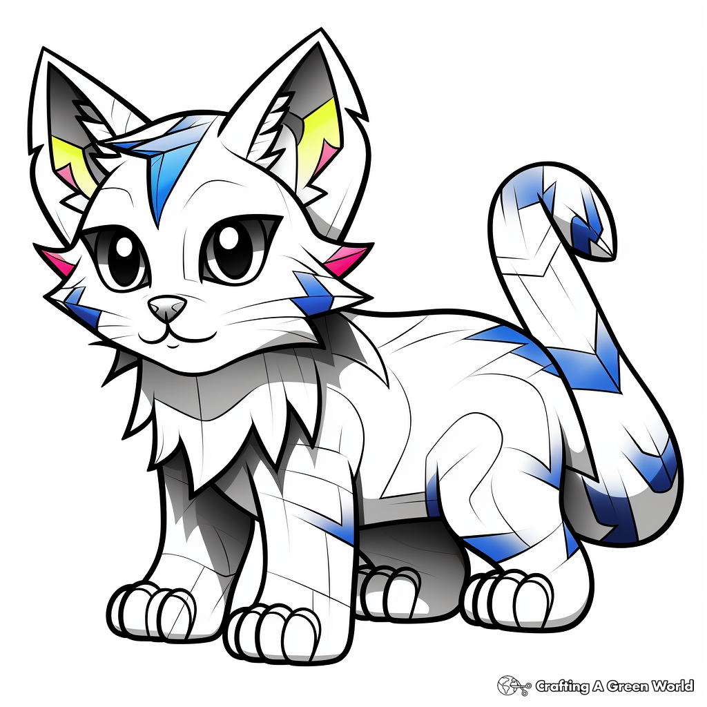 Colorful Minecraft Rainbow Cat Coloring Pages 2