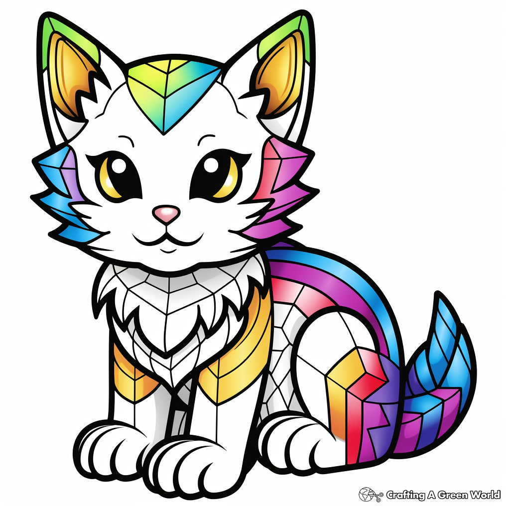 Colorful Minecraft Rainbow Cat Coloring Pages 4