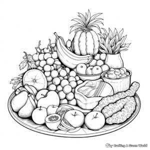 Colorful Mixed Food Groups Coloring Pages 1