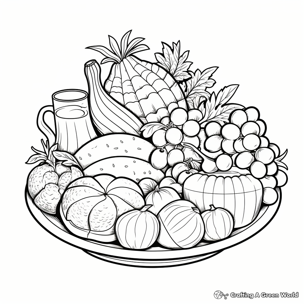 Colorful Mixed Food Groups Coloring Pages 2