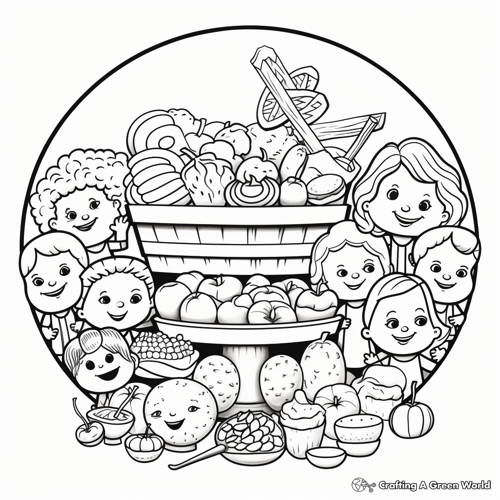 Colorful Mixed Food Groups Coloring Pages 3