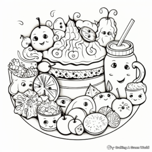 Colorful Mixed Food Groups Coloring Pages 4