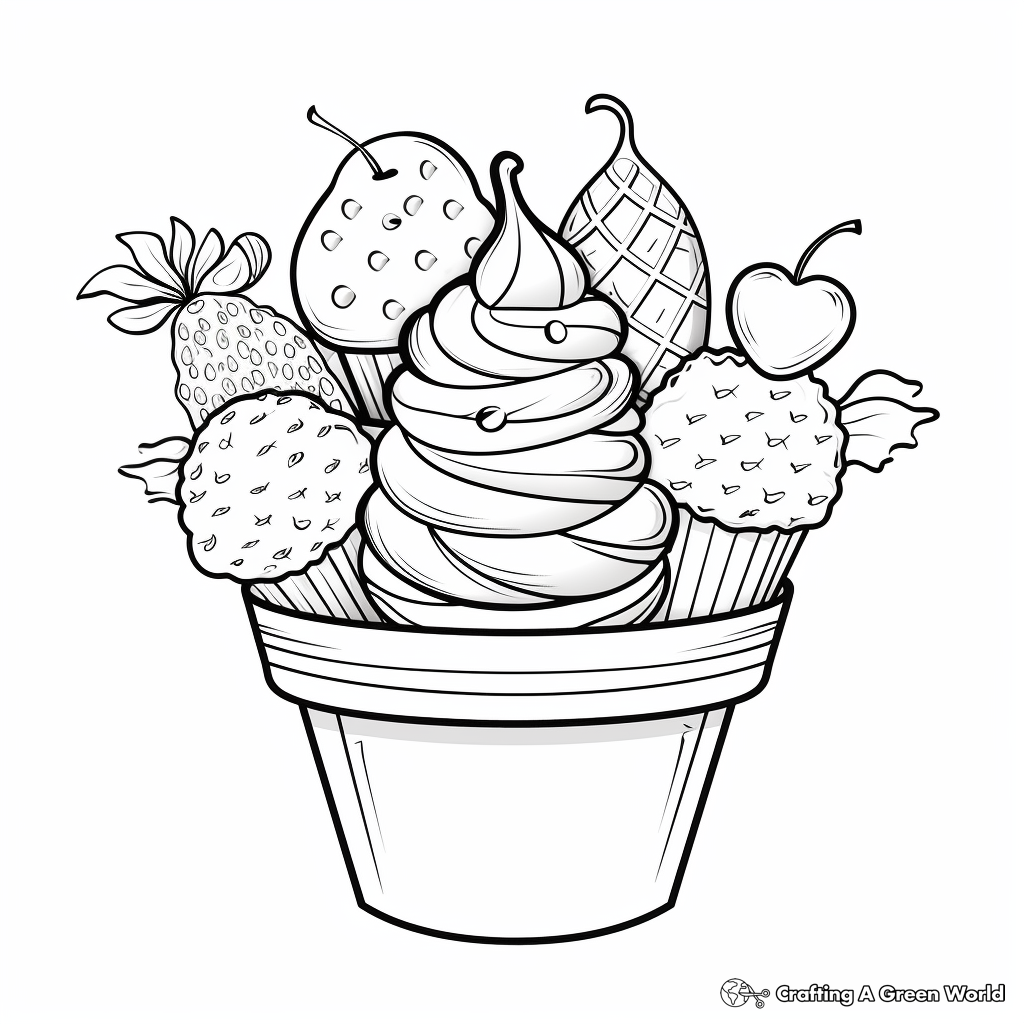 Colorful Mixed Fruit Ice Cream Coloring Pages 3
