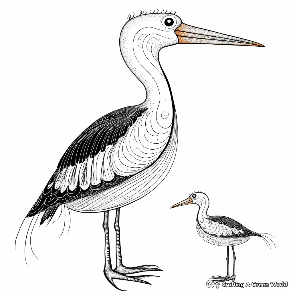 Colorful Painted Stork Coloring Pages 1