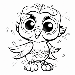 Colorful Parrot with Big Eyes Coloring Pages 1