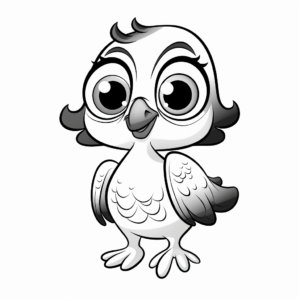 Colorful Parrot with Big Eyes Coloring Pages 2