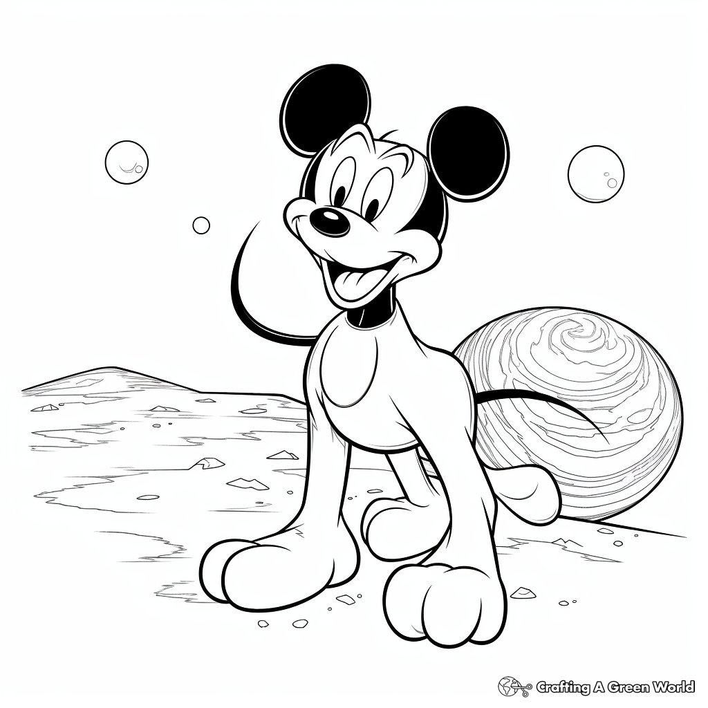 Colorful Pluto with Mickey Mouse Coloring Pages 1