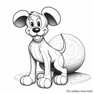 Colorful Pluto with Mickey Mouse Coloring Pages 2